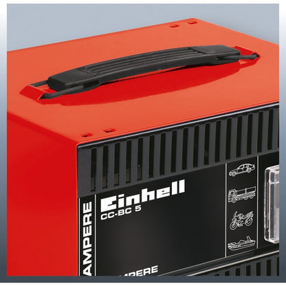 Einhell Batterie-Ladegerät CC-BC 5 (rot/schwarz, für Kfz- und Motorradbatterien)