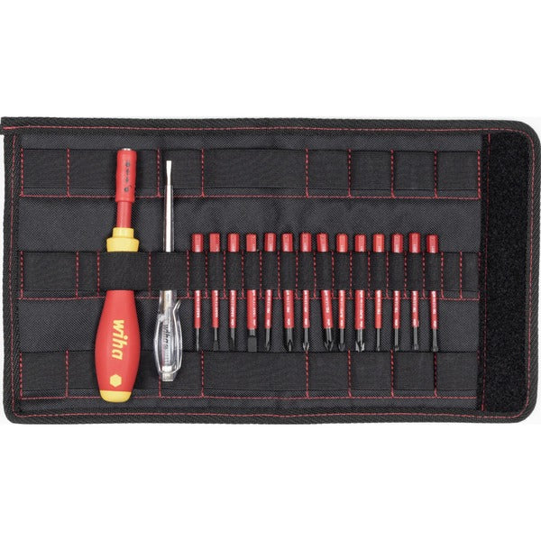 Wiha Schraubendreher mit Bithalter electric slimVario Starter-Set (rot/gelb, 17-teilig, mit slimBits)