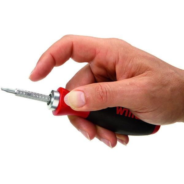 Wiha Schraubendreher mit Wechselklingen-Set SYSTEM 6 (schwarz/rot, 12-teilig, mit Rolltasche)
