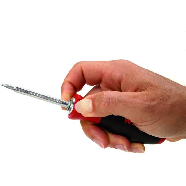 Wiha Schraubendreher mit Wechselklingen-Set SYSTEM 6 (schwarz/rot, 12-teilig, mit Rolltasche)