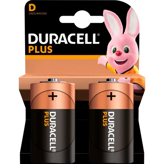 Duracell Plus D (2 Stück, D) - Αξιόπιστες Μπαταρίες για Μακροχρόνια Χρήση