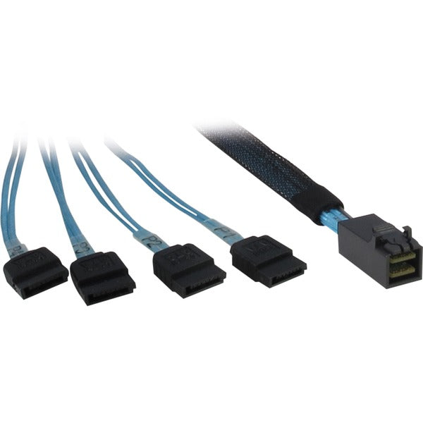 Inter-Tech Kabel SFF 8643 > 4x SATA (Schwarz/Blau, 0.5m)
