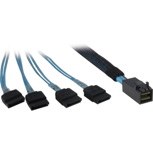 Inter-Tech Kabel SFF 8643 > 4x SATA (Schwarz/Blau, 0.5m)
