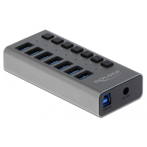 DeLOCK Externer SuperSpeed USB Hub mit 7 Ports + Schalter