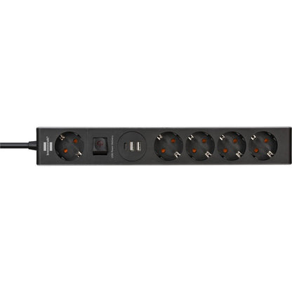 Brennenstuhl Steckdosenleiste 5-fach (grau/schwarz, 1,5 Meter, 2x USB-A, 1x USB-C Power Delivery)
