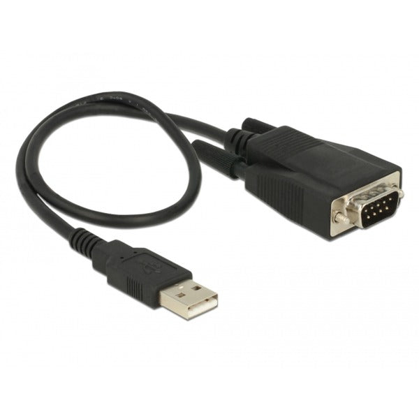DeLOCK USB 2.0 Adapter, USB-A Stecker > Seriell RS-232 Stecker (schwarz, 35cm, ESD Überspannungsschutz)