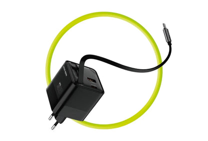 Mobile Origin 65W GaN Charger with USB-C retractable cable + USB-A 75cm