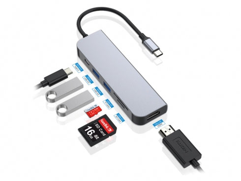 CONCEPTRONIC  6-1 Dock USB-C->HDMI/2xUSB-A/SD/TF/+   15cm gr