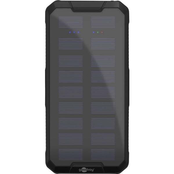 Goobay Outdoor Schnelllade-Powerbank 20.000 mAh mit Solar (schwarz, USB-C PD, QC 3.0)
