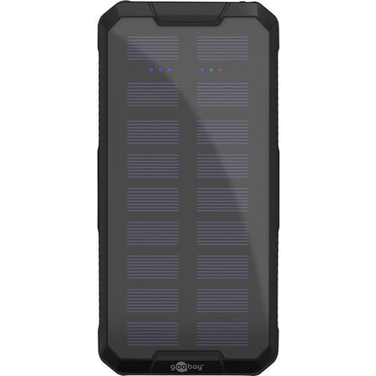 Goobay Outdoor Schnelllade-Powerbank 20.000 mAh mit Solar (schwarz, USB-C PD, QC 3.0)
