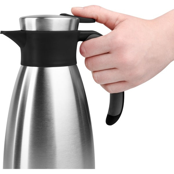 Emsa Isolierkanne SOFT GRIP, 1 Liter (edelstahl/schwarz, Quick Tip Verschluss)