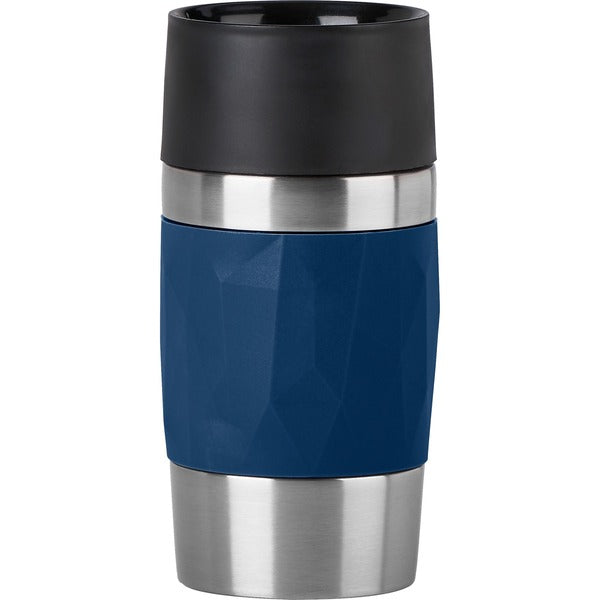 Emsa TRAVEL MUG Compact Thermal Mug 0.3 Liter (Dark Blue/Stainless Steel, Twist Lock)