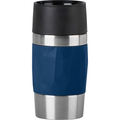 Emsa TRAVEL MUG Compact Thermal Mug 0.3 Liter (Dark Blue/Stainless Steel, Twist Lock)
