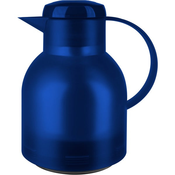 Emsa SAMBA Isolierkanne, 1 Liter (blau/transparent, QUICK PRESS Verschluss)