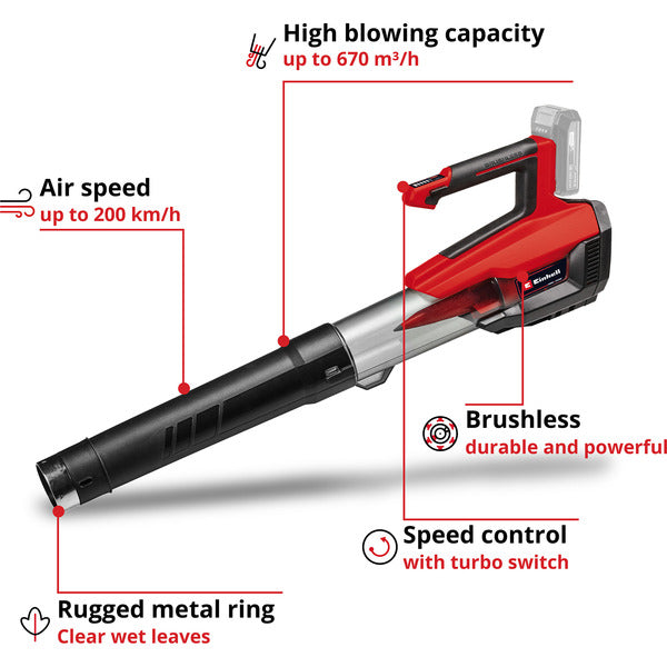 Einhell Professional Akku-Laubbläser GP-LB 18/200 Li E - Solo, 18Volt (rot/schwarz, ohne Akku und Ladegerät)