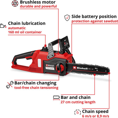 Einhell Power X-Change Akku-Kettensäge FORTEXXA 18/30, 18Volt (rot/schwarz, ohne Akku und Ladegerät)