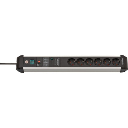 Brennenstuhl Premium-Protect-Line Steckdosenleiste 6-fach (schwarz/aluminium, 3 Meter, 60.000A Überspannungsschutz)