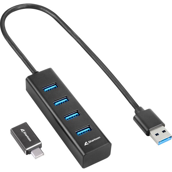 Sharkoon 4-Port USB 3.2 Gen 1 Αλουμινένιο Κέντρο (Μαύρο)