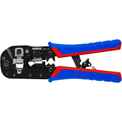 Knipex Crimpzange 97 51 13 für Westernstecker (blau/rot, für RJ-45-Stecker)