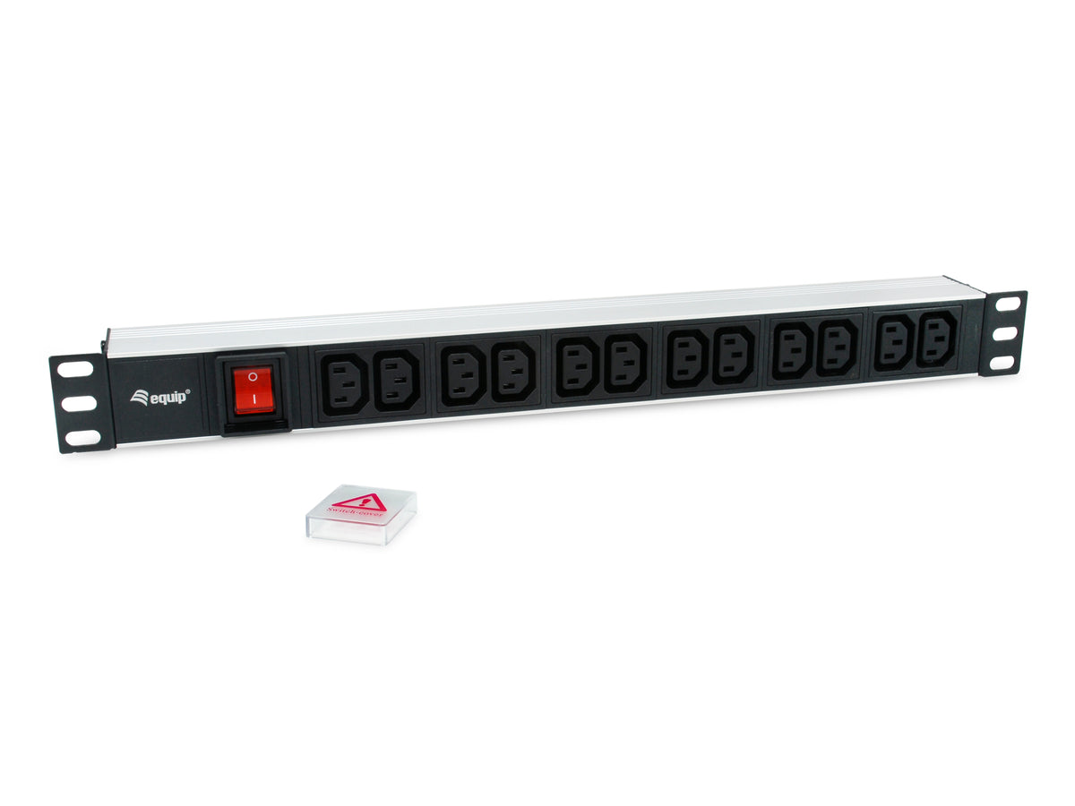 Equip 19" Steckdosenleiste CEE7/7 90°->12xIEC 60320 C13 Alu.