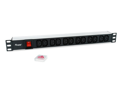 Equip 19" Steckdosenleiste CEE7/7 90°->12xIEC 60320 C13 Alu.