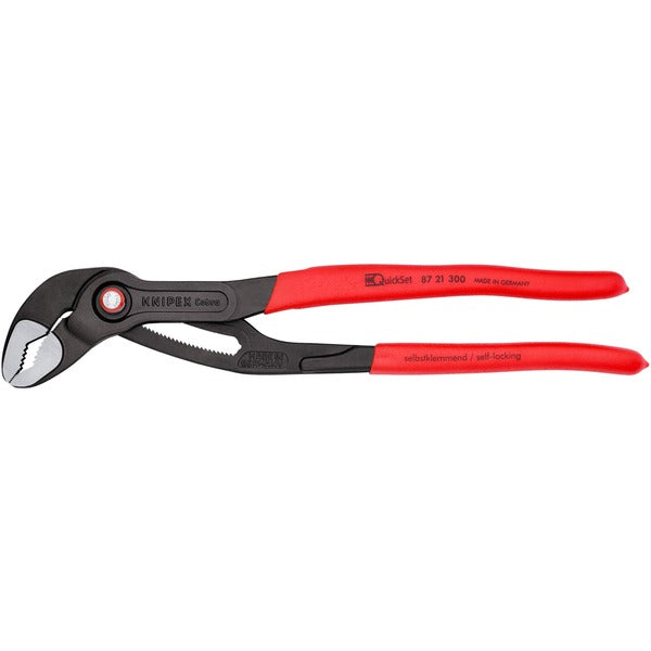 Knipex Cobra QuickSet Rohr- / Wasserpumpen-Zange 87 21 300 (rot, Länge 300mm, für Rohre bis 2.3/4")