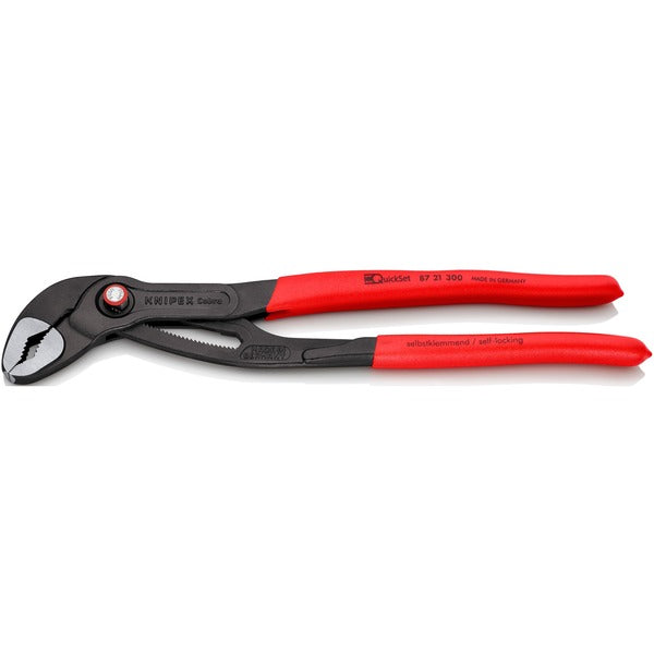 Knipex Cobra QuickSet Rohr- / Wasserpumpen-Zange 87 21 300 (rot, Länge 300mm, für Rohre bis 2.3/4")