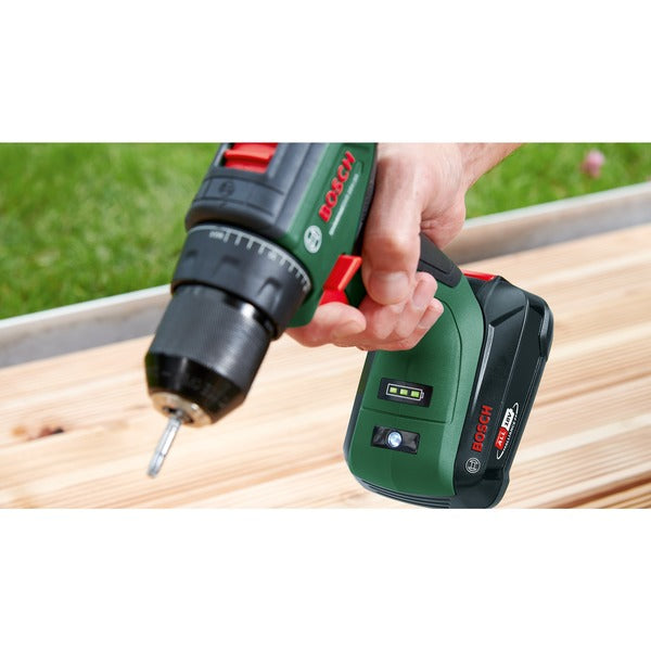 Bosch Powertools Akku-Bohrschrauber UniversalDrill 18V-60 (grün/schwarz, 2x Li-Ionen Akku 2,0Ah, Koffer, POWER FOR ALL ALLIANCE)