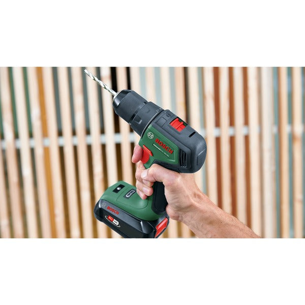 Bosch Powertools Akku-Bohrschrauber UniversalDrill 18V-60 (grün/schwarz, 2x Li-Ionen Akku 2,0Ah, Koffer, POWER FOR ALL ALLIANCE)