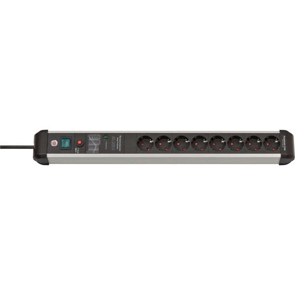 Brennenstuhl Premium-Protect-Line Steckdosenleiste 8-fach (schwarz/aluminium, 3 Meter, 60.000A Überspannungsschutz)