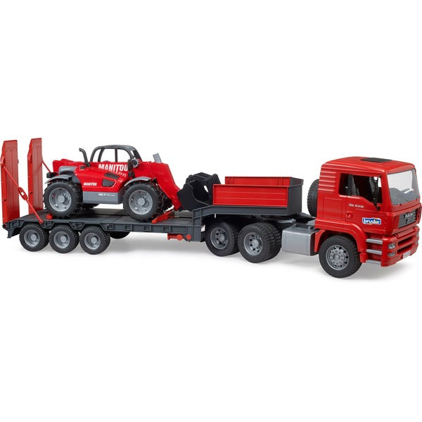 BRUDER 02774 MAN TGA Tieflader mit Manitou Teleskoplader MLT 633