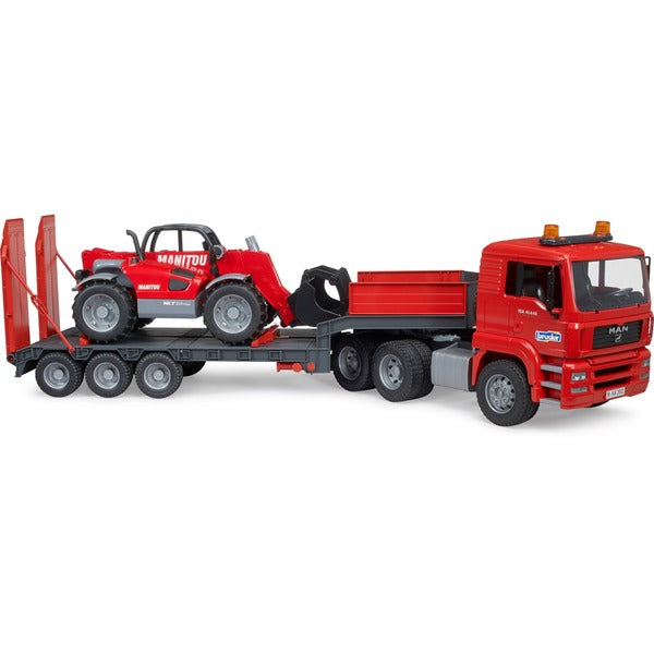 BRUDER 02774 MAN TGA Tieflader mit Manitou Teleskoplader MLT 633