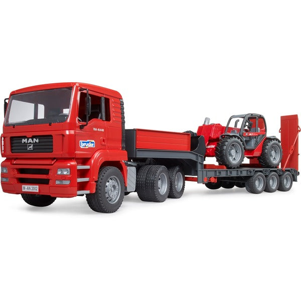 BRUDER 02774 MAN TGA Tieflader mit Manitou Teleskoplader MLT 633