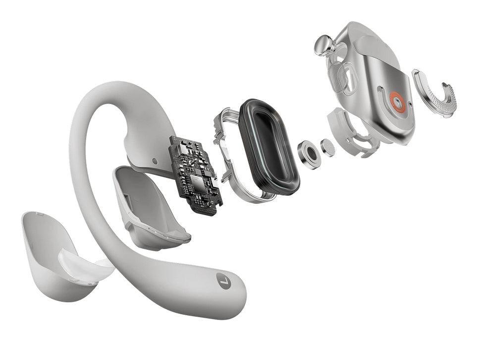 Ακουστικά SHOKZ OpenFit 2+ Ασύρματα με Επαγωγικά Κουδούνια και Στερεοφωνική Μουσική Bluetooth σε Γκρι Χρώμα