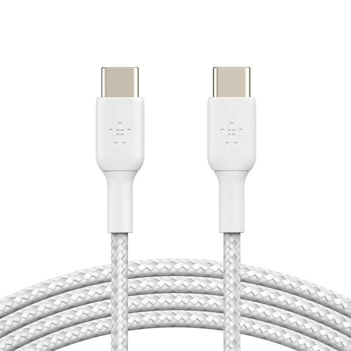 1x2 Belkin braided PVC Cable 2m USB-C/USB-C wh.  CAB004bt2MWH2PK