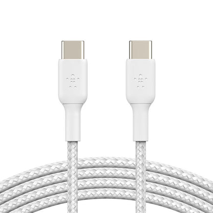 1x2 Belkin braided PVC Cable 2m USB-C/USB-C wh.  CAB004bt2MWH2PK