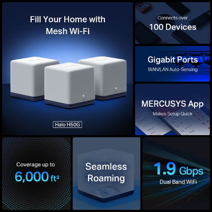 Mercusys WLAN-Router WLANRouter Halo H50G(3-pack) H50G(3pack)