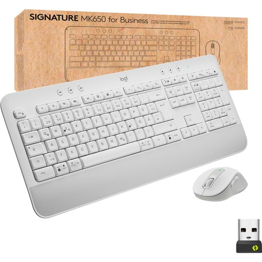Logitech Signature K650 Combo για Επιχειρήσεις (λευκό, γερμανικό διάταξη, πλάγιοι διακόπτες, Logi Bolt, Bluetooth, για Windows/macOS/Chrome OS/Linux/iPadOS/Android)