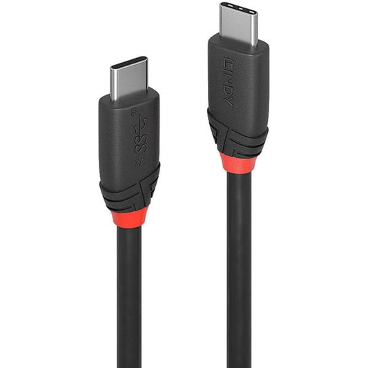 Lindy USB 3.2 Gen 2x2 Καλώδιο Μαύρης Γραμμής, USB-C Βύσμα > USB-C Βύσμα (μαύρο, 1 μέτρο, φόρτιση με έως 60 Watt)