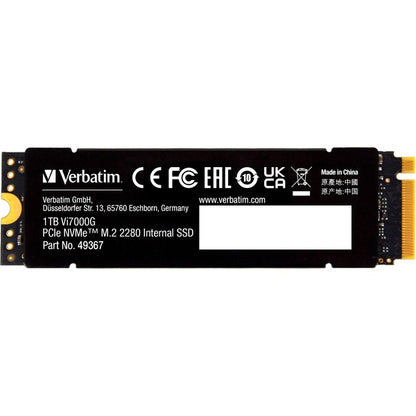 Verbatim Vi7000G 1 TB (schwarz, PCIe 4.0 x4, NVMe, M.2 2280, Kühlkörper)