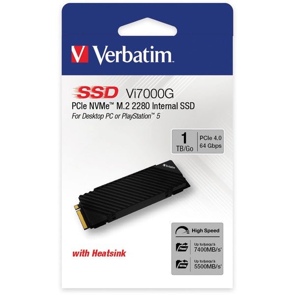 Verbatim Vi7000G 1 TB (schwarz, PCIe 4.0 x4, NVMe, M.2 2280, Kühlkörper)