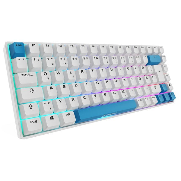 Sharkoon SKILLER SGK50 S3 PBT (weiß/hellblau, DE-Layout, Gateron G Pro 3.0 Yellow)