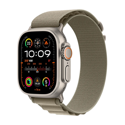 Apple Watch Ultra 2 LTE 49mm με Θήκη Τιτανίου και Alpine Loop S - Ελαιόχρωμο