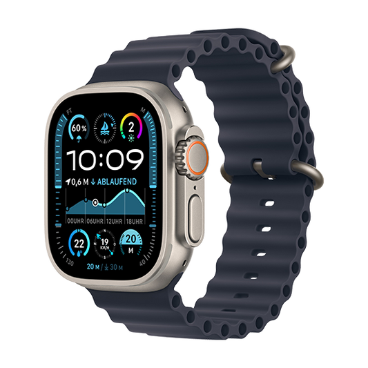 Apple Watch Ultra 2 49mm Titanium Case με Ocean Band - Navy