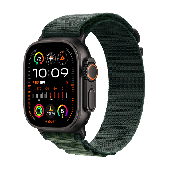 Watch Apple Watch Ultra 2 Black LTE 49mm Titanium Case with Alpine Loop S - Dark Green