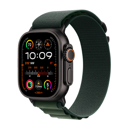 Apple Watch Ultra 2 Black LTE 49mm Titanium Case - Alpine Loop S Dark Green