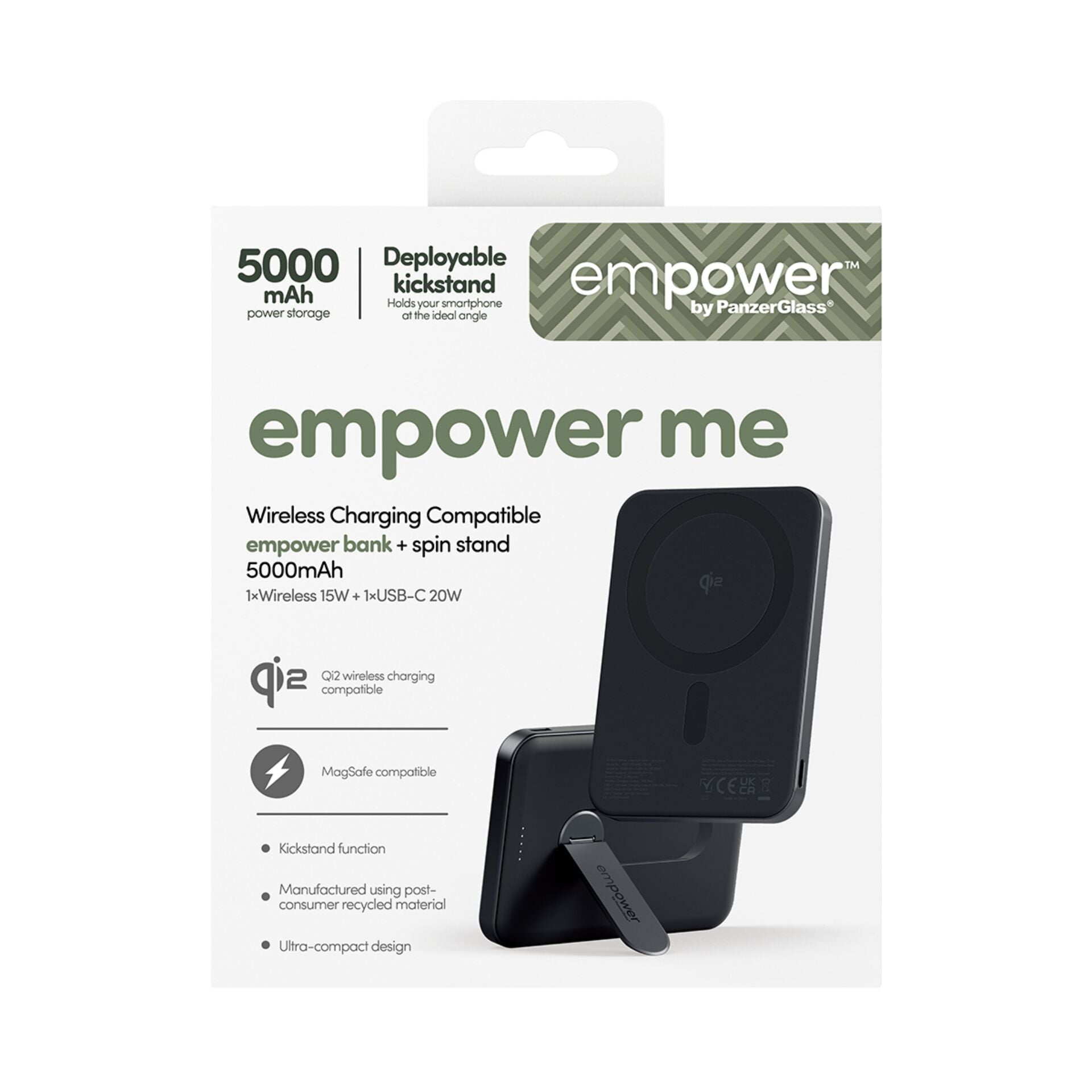 PanzerGlass ενισχύει φορητή μπαταρία με Spin Stand 5000mAh Space Black