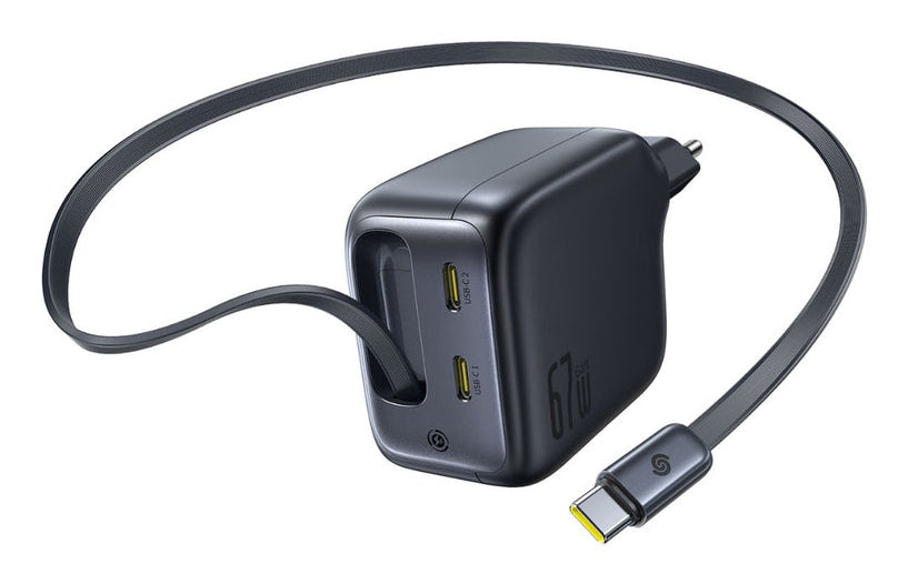 Baseus EnerCore CJ11 Charger Retractable 3C 67W EU, Black