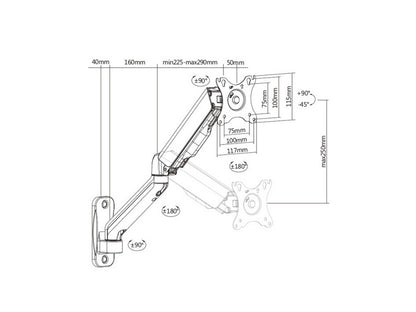 Equip Wandhalterung  17"-32"/1TFT 360°GF    1Gelenk   9Kg sw lite Retail