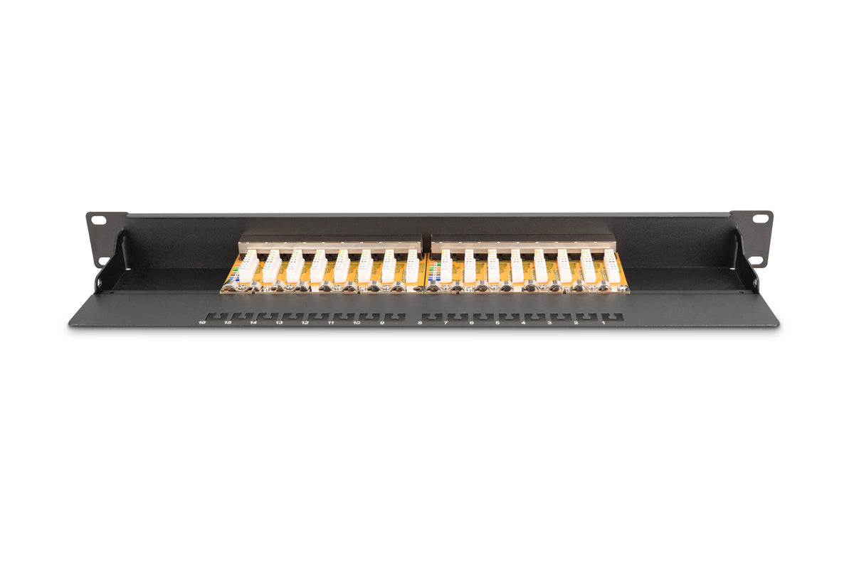 DIGITUS Patch Panel 1U 16-Port Cat6 Shielded Black
